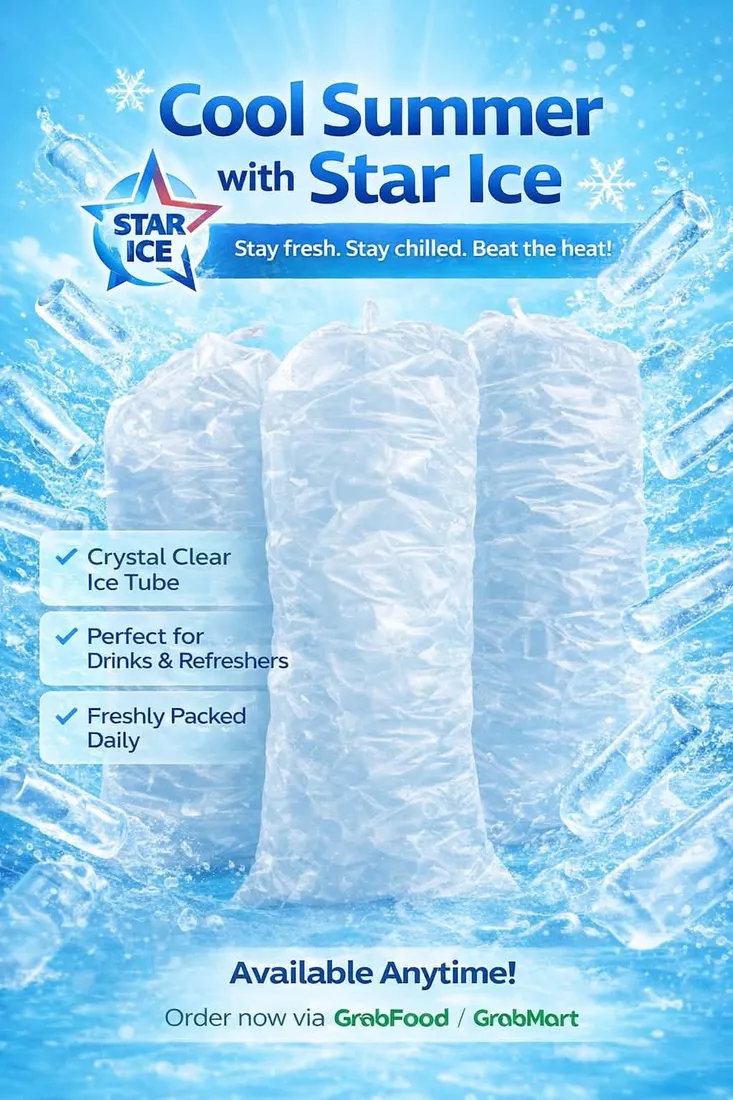 Star-Ice Cool Summer promotion featuring clear bags of purified tube ice